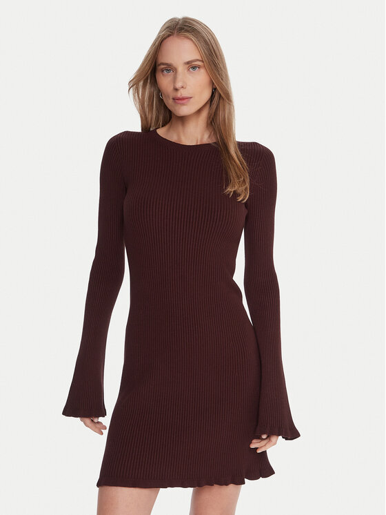 Kontatto Kontatto Трикотажна сукня 3M0819C Бордовий Slim Fit