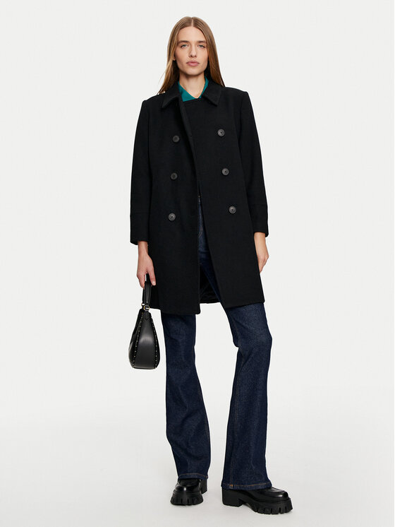United Colors Of Benetton United Colors Of Benetton Вълнено палто 2O9VDN064 Черен Regular Fit