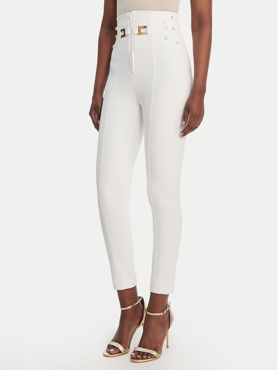 Elisabetta Franchi Elisabetta Franchi Hlače iz tkanine PA-158-61E2-V350 Bela Skinny Fit