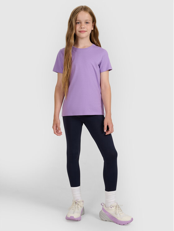 4F 4F T-Shirt BASIC+ Fioletowy Regular Fit