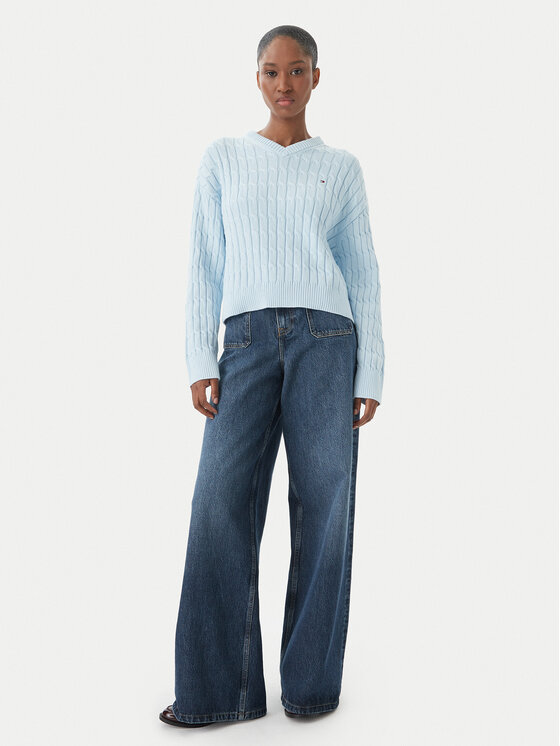 Tommy Hilfiger Tommy Hilfiger Sveter WW0WW48433 Svetlo modrá Regular Fit