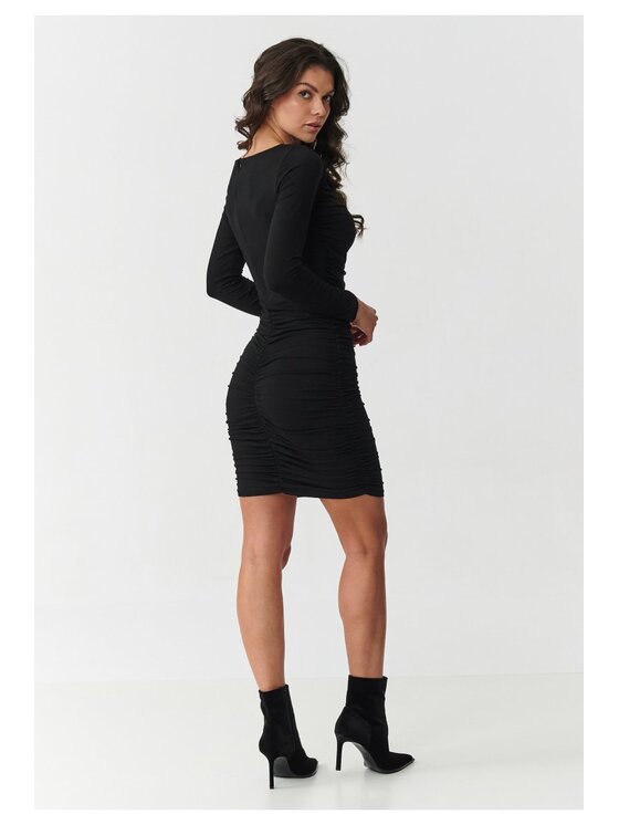 Makadamia Makadamia Sukienka codzienna M899 Czarny Fitted Fit