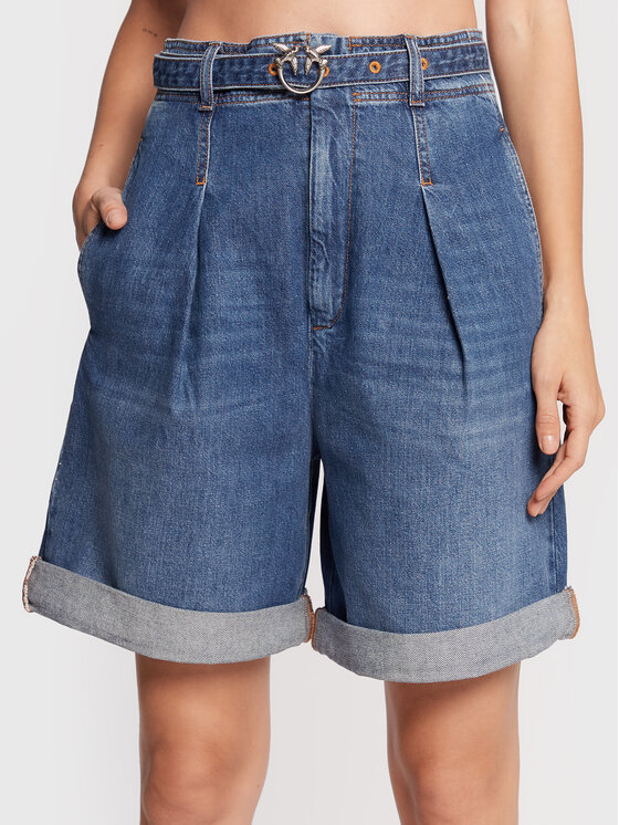 PINKO Pinko Džínsové šortky Bubolare 1J112S Y1E6 Modrá Relaxed Fit