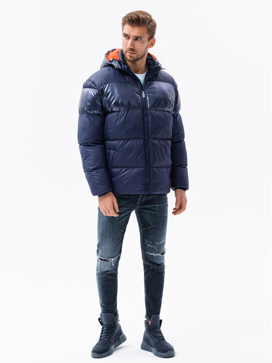 Ombre Ombre Zimní bunda C546 Tmavomodrá Oversize