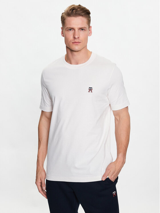 Tommy Hilfiger T-Shirt Small Imd MW0MW30054 Écru Regular Fit