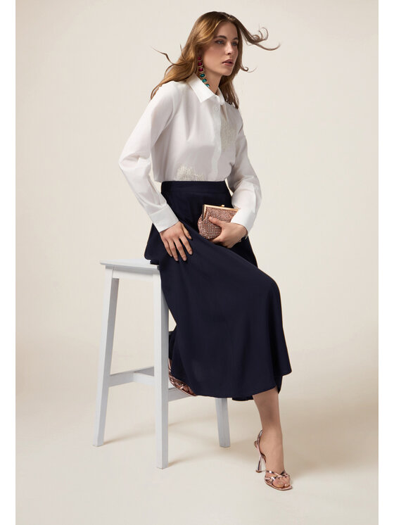 Oltre Oltre Spódnica midi 1156J000274N024 Niebieski A-Line Fit
