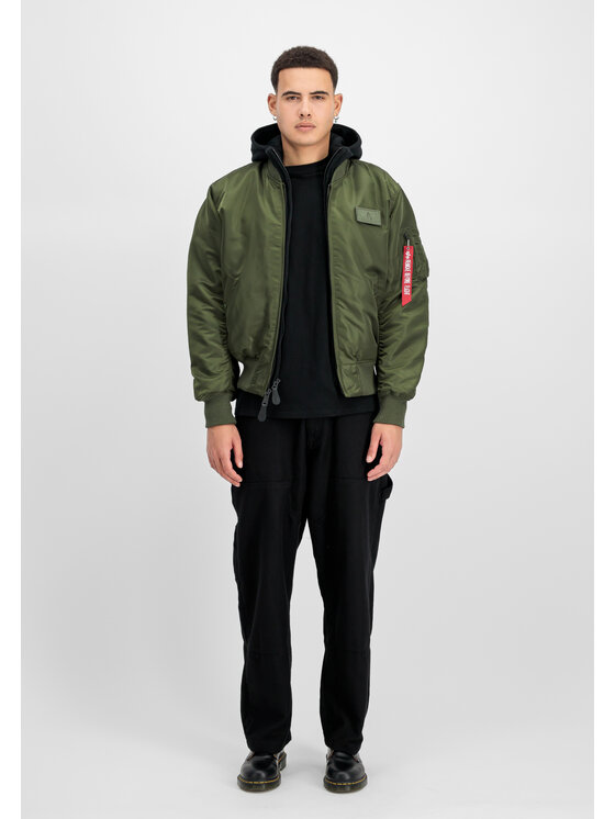 Alpha Industries Alpha Industries Kurtka bomber MA-1 D-Tec Hood Bomber Jacket Zielony Slim Fit