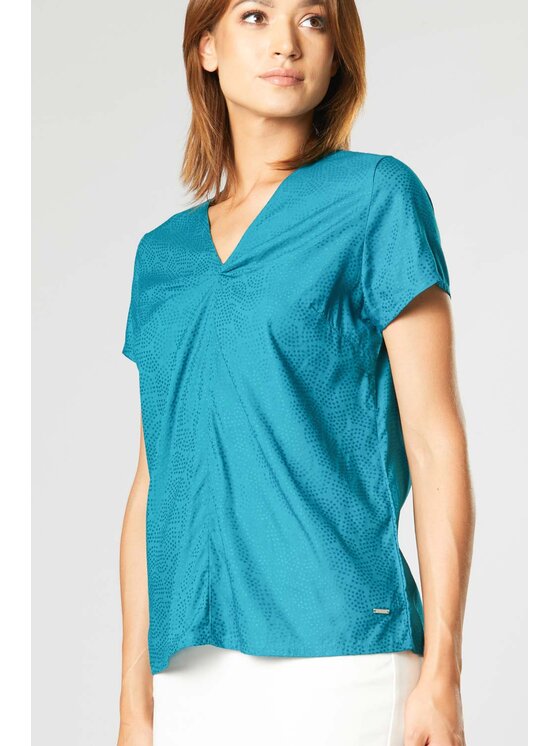 QUIOSQUE QUIOSQUE Halenka LIGHT SHIRT Tyrkysová Regular Fit