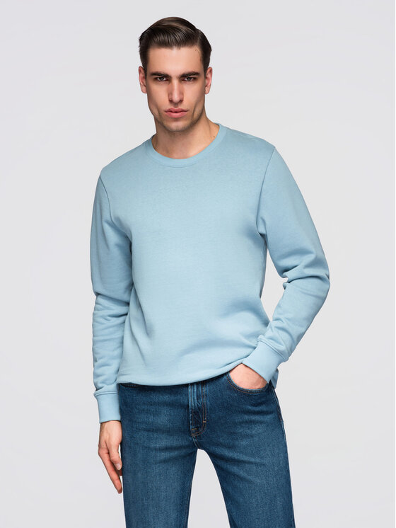 Ombre Ombre Bluza OM-SSBN-0271 Niebieski jasny Regular Fit