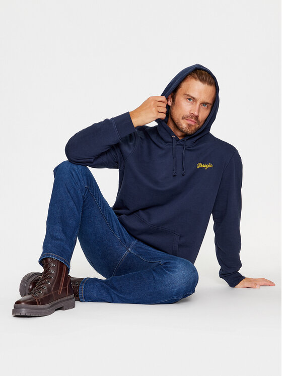 Wrangler Wrangler Bluza Logo 112341241 Granatowy Relaxed Fit