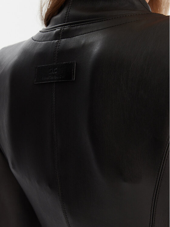Elisabetta Franchi Elisabetta Franchi Bunda z imitace kůže GI-187-57E2-V680 Černá Slim Fit