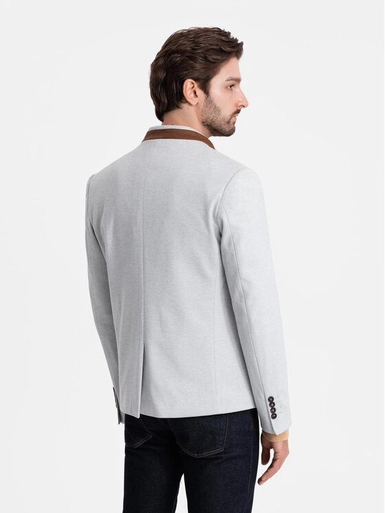 Ombre Ombre Marynarka OM-BLZB-0131 Szary Regular Fit