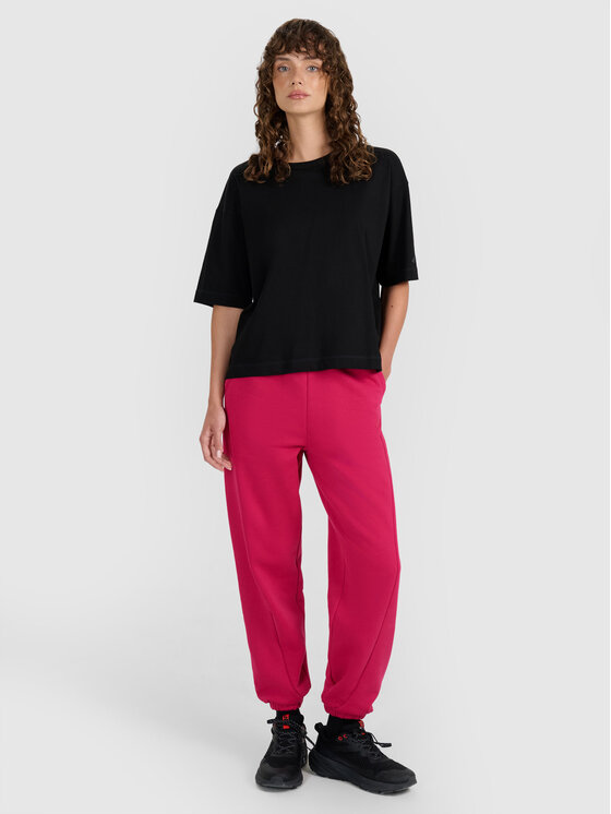 4F 4F Spodnie dresowe EASY WEAR Różowy ciemny Regular Fit