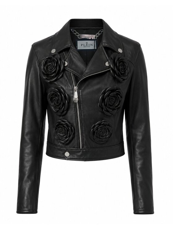 PHILIPP PLEIN PHILIPP PLEIN Giacca di pelle 31133 Nero Slim Fit