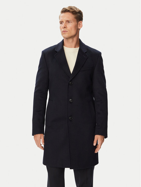 BOSS BOSS Vilnonis paltas H-Hyde-264 50571557 Tamsiai mėlyna Slim Fit