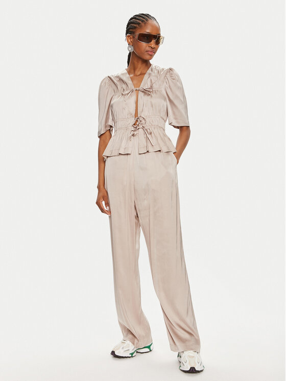 Munthe Munthe Spodnie materiałowe Ohara 242141224230 Beżowy Loose Fit