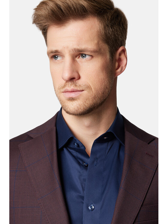 Lancerto Lancerto Garnitur Garnitur Bordowy w Kratę Wełniany Annapolis GA073124000024 Bordowy Slim Fit