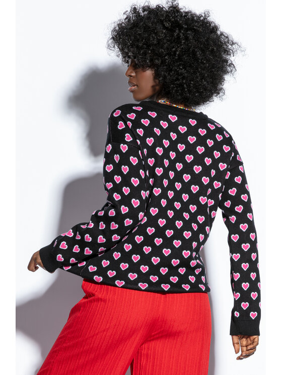 Fobya Fobya Sweter F1806 Czarny Regular Fit