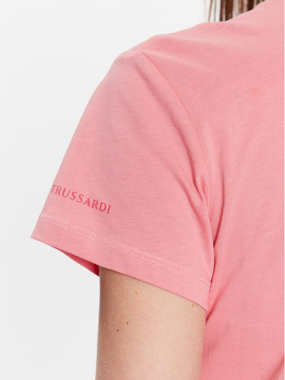 Trussardi Trussardi T-Shirt Small Greyhound 56T00538 Różowy Regular Fit