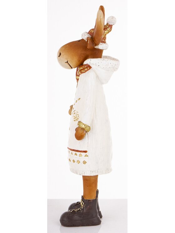 MIAhome MIAhome Figurka łoś 33x10x10 cm ALCE w białej sukience Biały