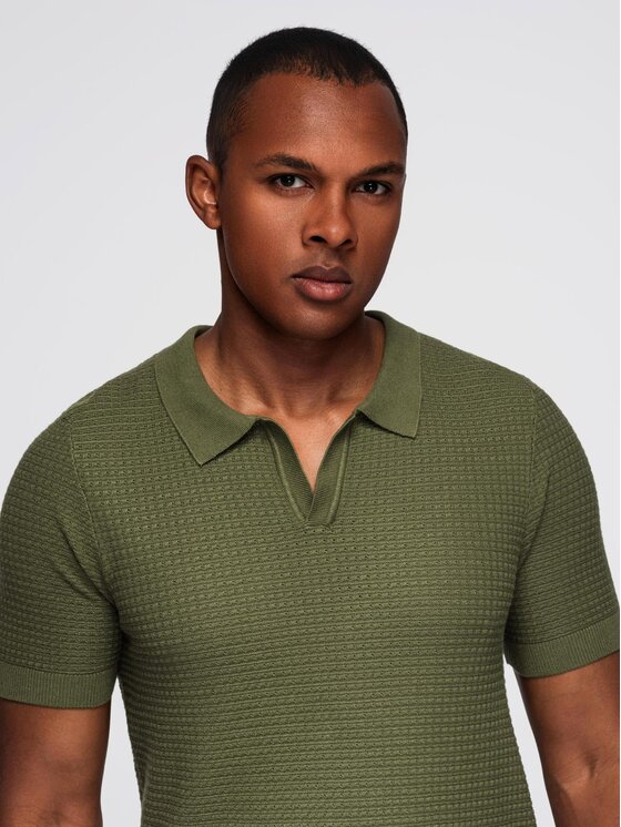 Ombre Ombre Polo OM-POSS-0157 Zielony Slim Fit