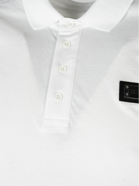 Les Hommes Les Hommes Polokošile LKT500 731U | Slim Fit Pique Polo with Metal Logo Bílá Slim Fit