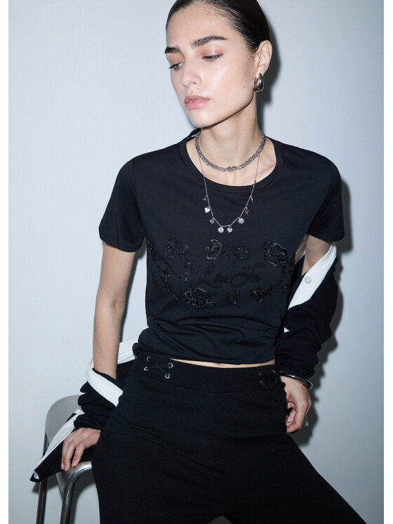 Liu Jo Liu Jo T-Shirt TF6242JS923L9503 Czarny Regular Fit