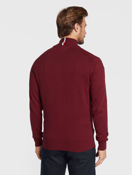 Tommy Hilfiger Tommy Hilfiger Kardigan MW0MW28050 Bordowy Regular Fit
