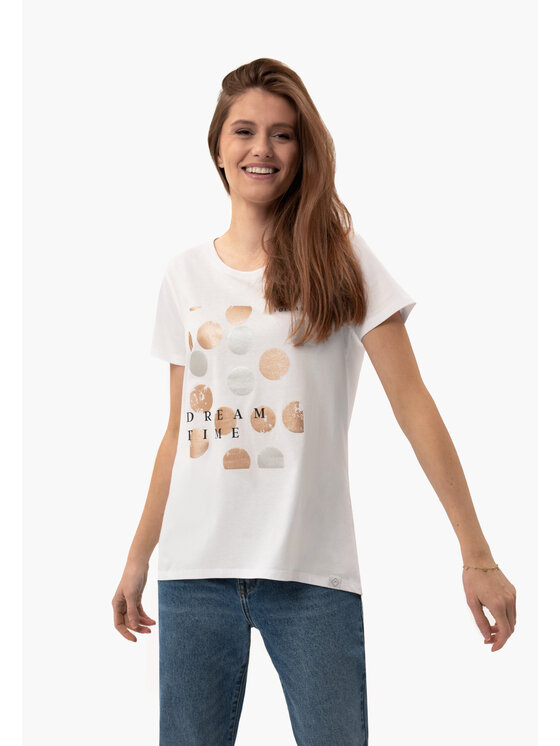 Volcano Volcano T-Shirt T-NETTA Biały Regular Fit