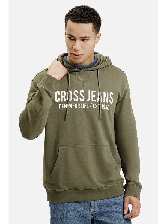 Cross Jeans Cross Jeans Bluza 25444-039 Zielony Hoodie Fit