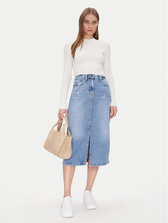 Tommy Jeans Tommy Jeans Džínová sukně Claire Midi Skirt Bi8036 DW0DW21292 Modrá Regular Fit