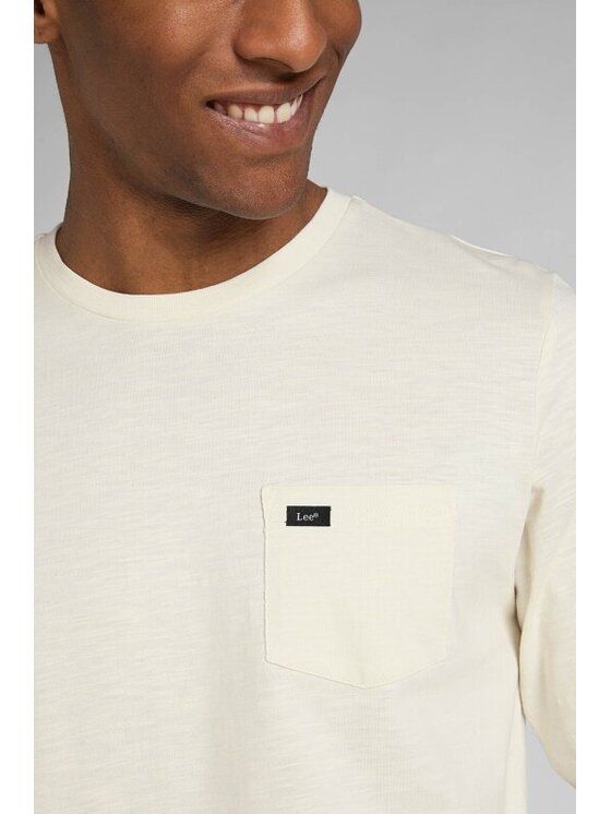 Lee Lee T-Shirt LS POCKET TEE Biały Regular Fit