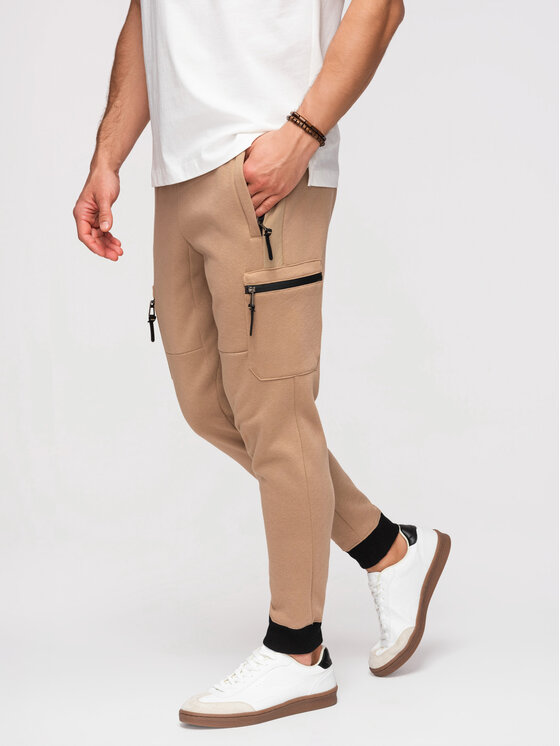 Ombre Ombre Joggery OM-PASK-0222 Beżowy Jogger Fit