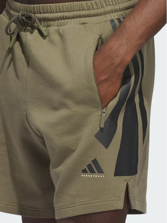 adidas adidas Szorty sportowe Basketball Zielony Loose Fit