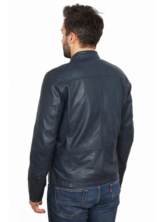 David Ryan David Ryan Kurtka skórzana BOSTON Granatowy Regular Fit