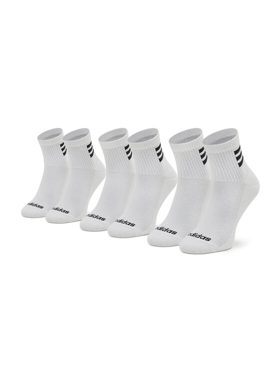 Set de 3 perechi de șosete medii unisex adidas Hc 3 Stripes Quarter HD2211 White