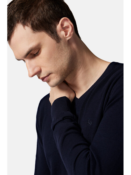 Lancerto Lancerto Sweter Anthony SW073223000043 Granatowy Regular Fit