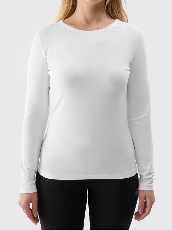 4F 4F Longsleeve 4FWSS24TLONF218-10S-XL Biały Custom Slim Fit