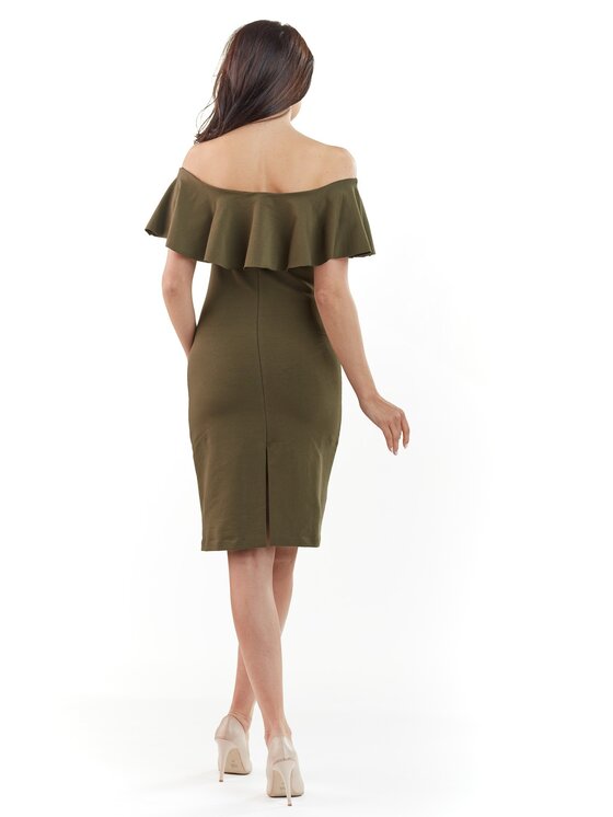 Awama Awama Sukienka letnia A221 Khaki Basic Fit