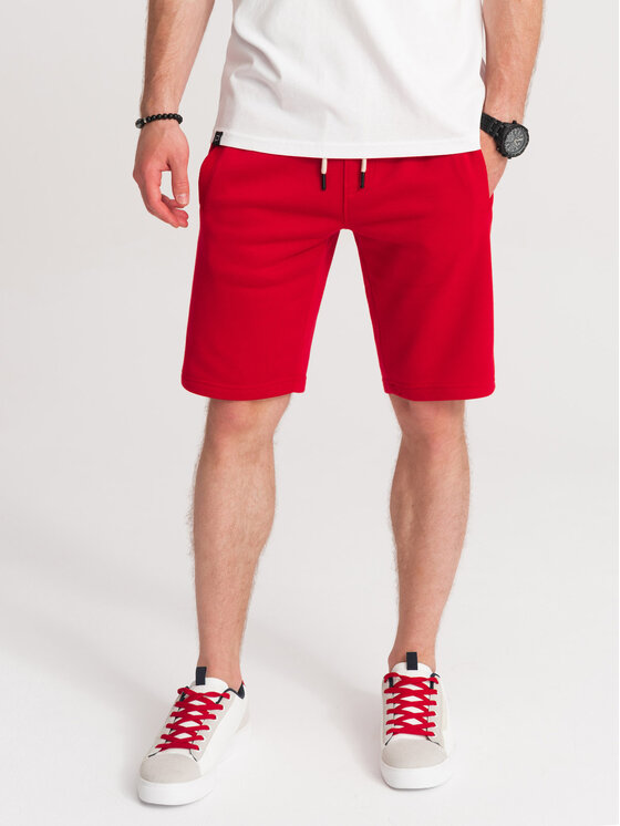 Ombre Ombre Šortky z materiálu OM-SRBS-0109 Červená Regular Fit