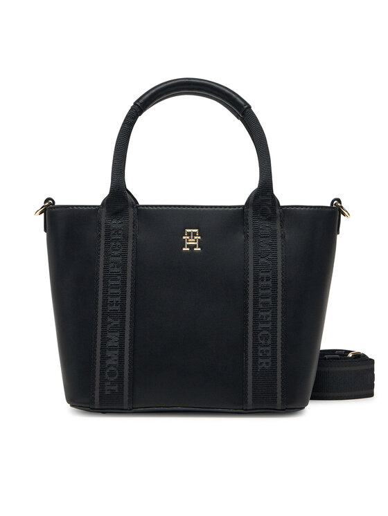 Geantă Tommy Hilfiger Th Logotape Mini Tote AW0AW17201 Negru