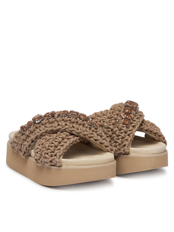 Inuikii Inuikii Pantoletten Woven Stones Platform 1004.005.0043 Beige