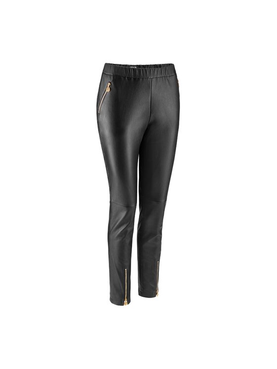 La Mania La Mania Kožené kalhoty ARGEN 2 Černá Classic Fit