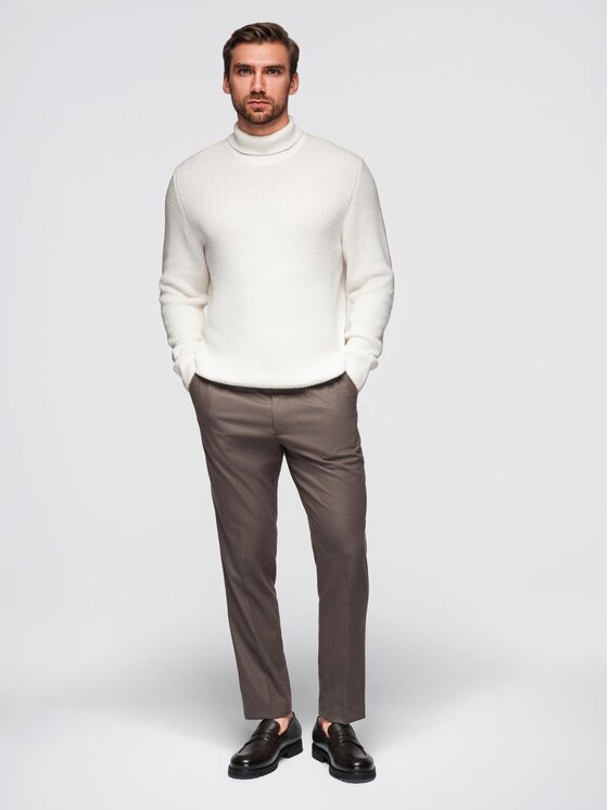 Ombre Ombre Sweter OM-SWTN-0162 Biały Regular Fit