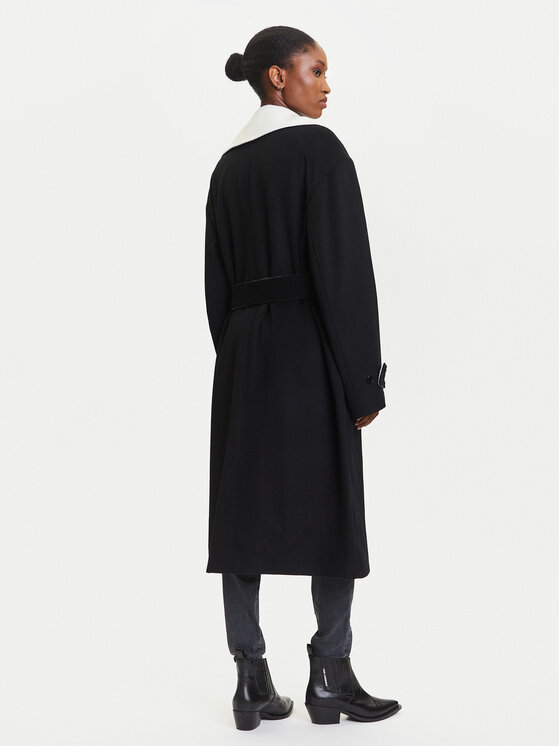 KARL LAGERFELD KARL LAGERFELD Płaszcz wełniany A3W15010 Czarny Regular Fit