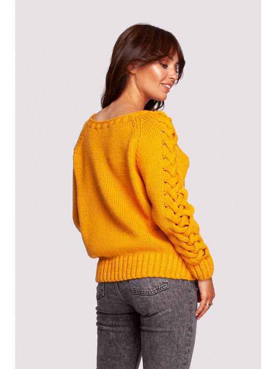 BeWear BeWear Sweter BK090 Żółty Comfortable Fit