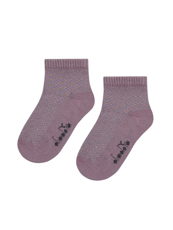 Skarpety Niskie Dziecięce, rozmiar 31/34, Różowy, DIADORA JUNIOR GIRL QUARTER SOCKS WARM COTTON WITH SHINY DESIGN