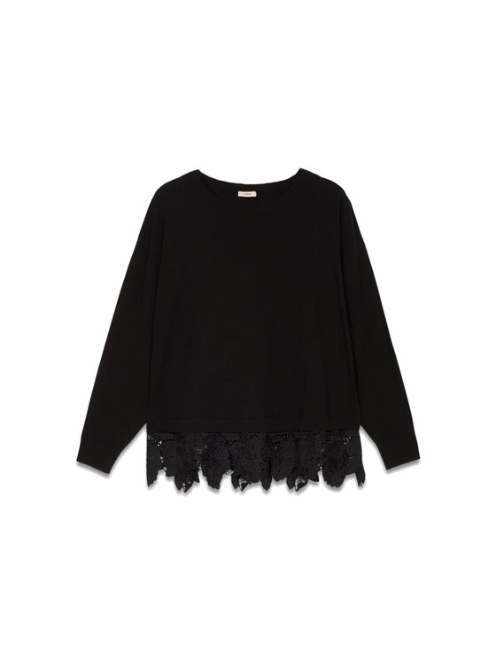 Oltre Oltre Sweter M094E001831N033 Czarny Regular Fit