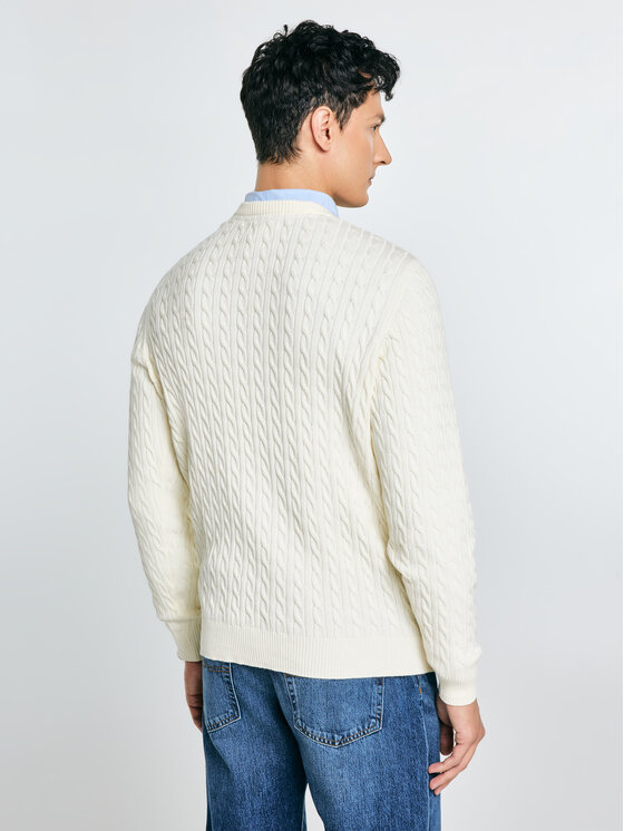 BIG STAR BIG STAR Sweter NISER Biały Basic Fit