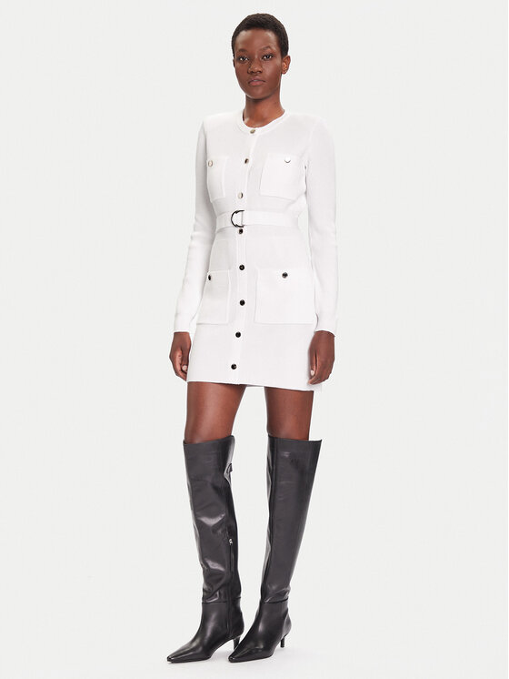 Liu Jo Liu Jo Pletena obleka MF5371 MS99E Bela Slim Fit